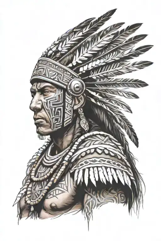 Indigenous Brazilian Warrior With Headdress