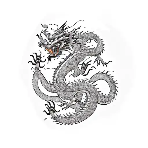 Chinese Dragon With Tail Curling Into Q