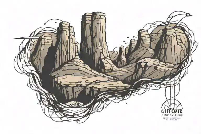 A Minimalist Tattoo Of A Rock Formation Inspired By Your Love For Rock Music