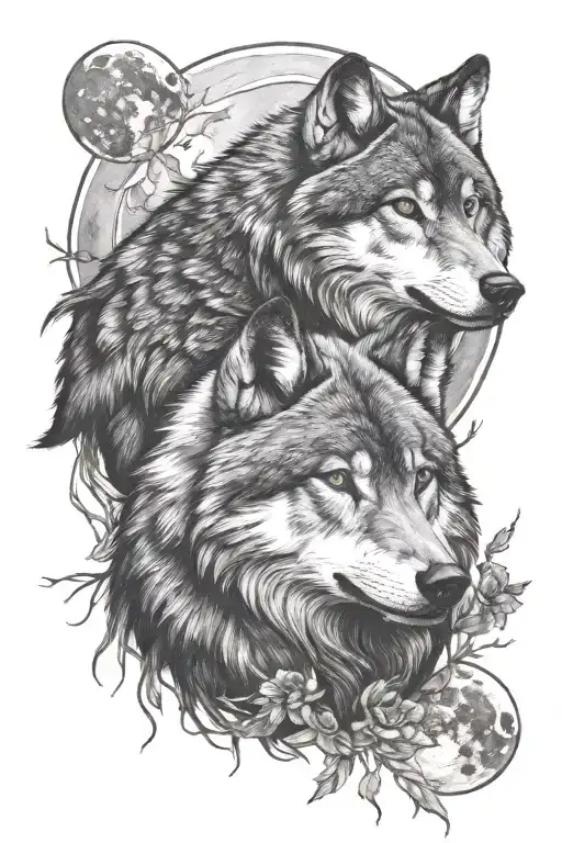 Wolves And Moon