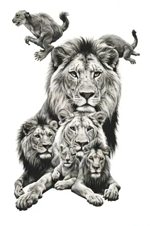 Neymar With Lion Family Portrait
