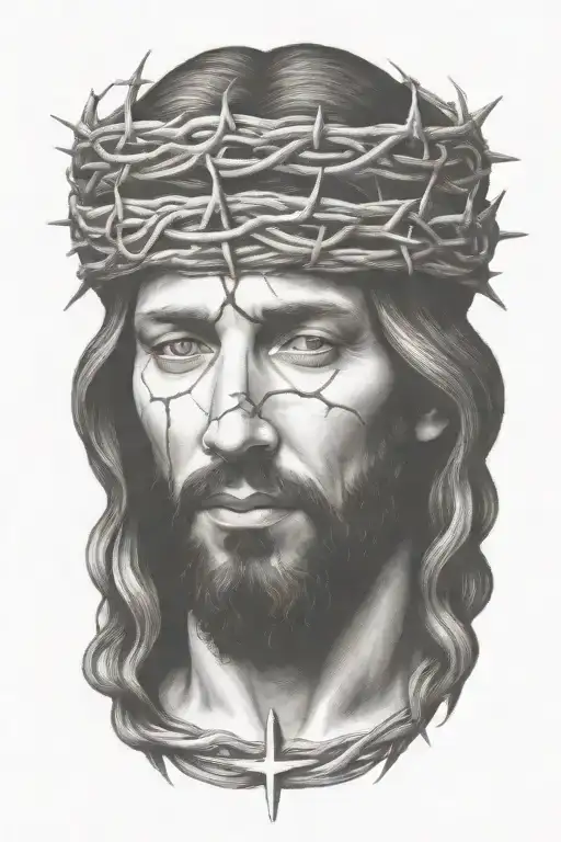 Jesus With Crown Of Thorns On Head
