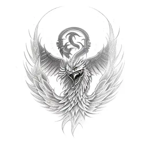 Cool Looking Fighting Phoenix With A Battle Helmet