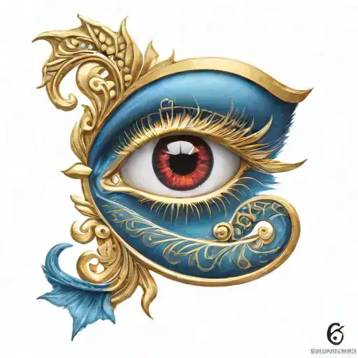 Eye Of Horus Blue Iris Combined With Golden Pi Symbol And A Red Semicolon