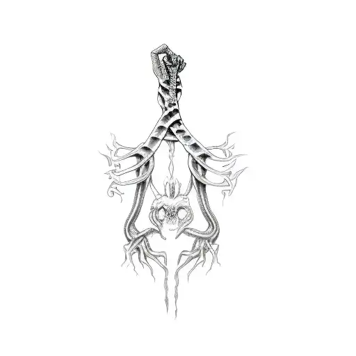 Horror Style Have Snake And Spider And Devil Hand