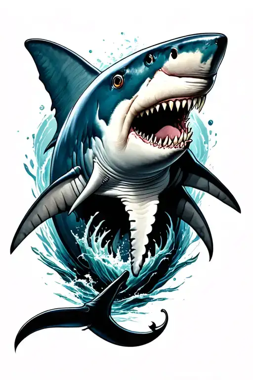 Cross With A Shark Emerging From Side