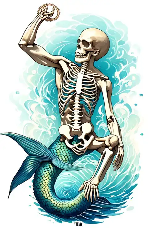Aquarius Merman Sunbathing Full Body Skeleton