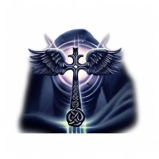 A Celtic Cross With Angel Wings