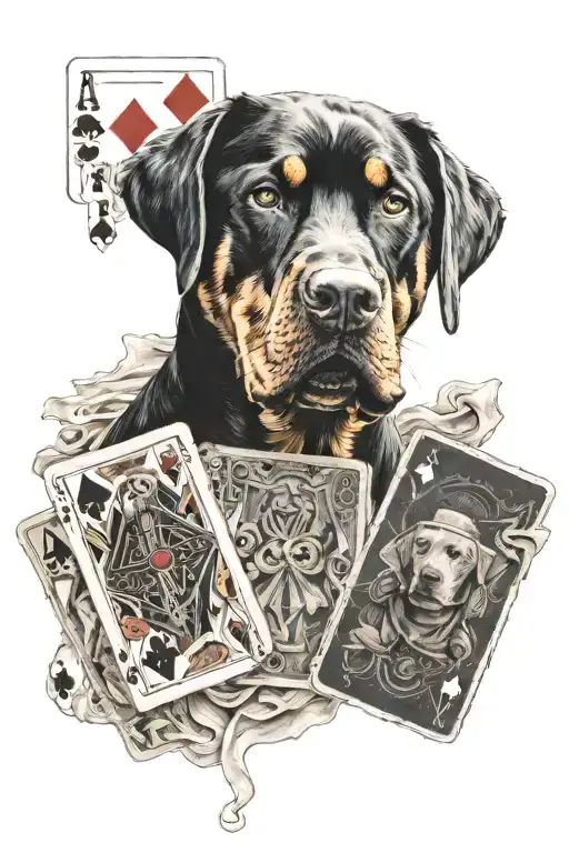Ace Cards With Rotweiller And Background