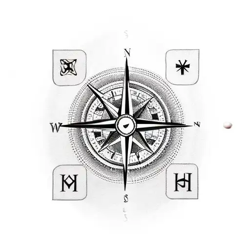 Compass With Playing Cards Half Sleeve