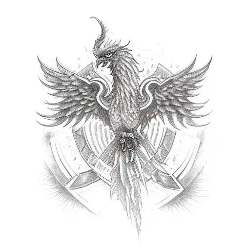 Cool Looking Fighting Fire Phoenix Dressed For Battle