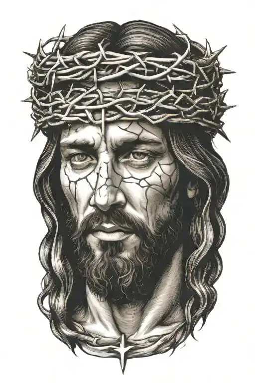 Jesus With Crown Of Thorns On Head