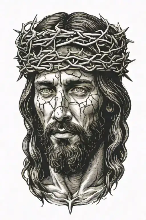 Jesus With Crown Of Thorns On Head