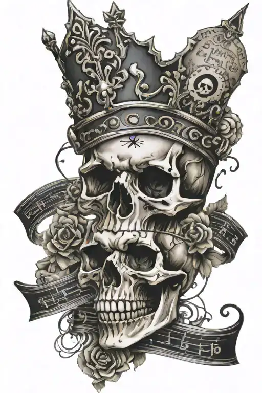 Skull King Crown Surrounded My Music Notes Cash