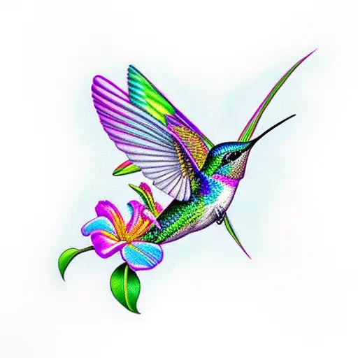 Hummingbird W Flowers