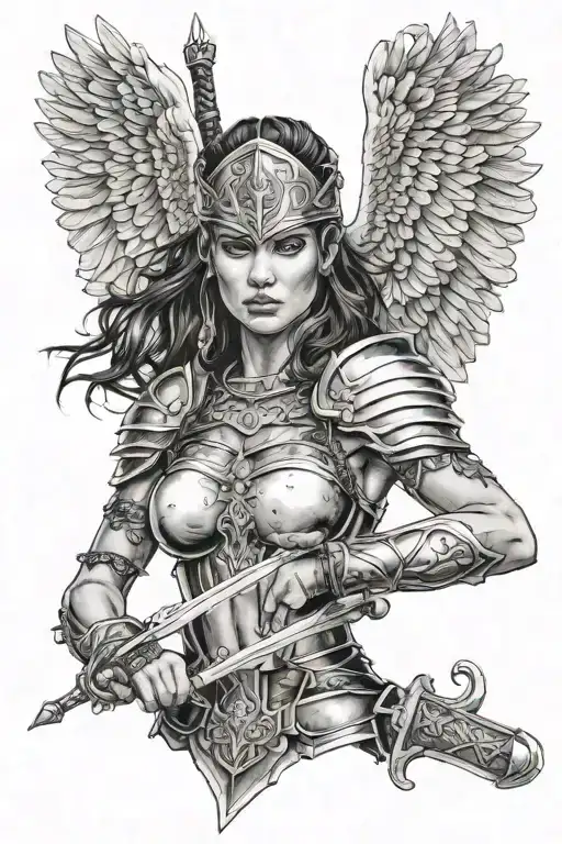 Valkyrie Warrior Woman Holding A Sword Wrapped Hand Holding