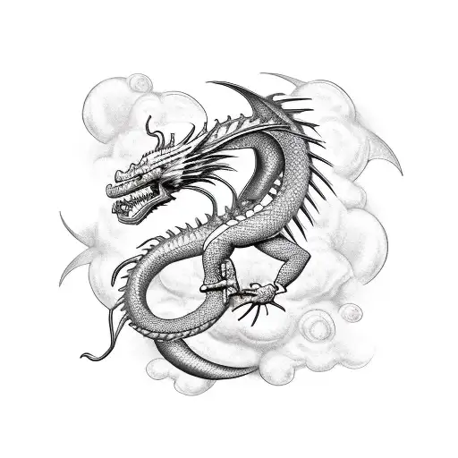 Dragon Wrapped Around A Palm Tree