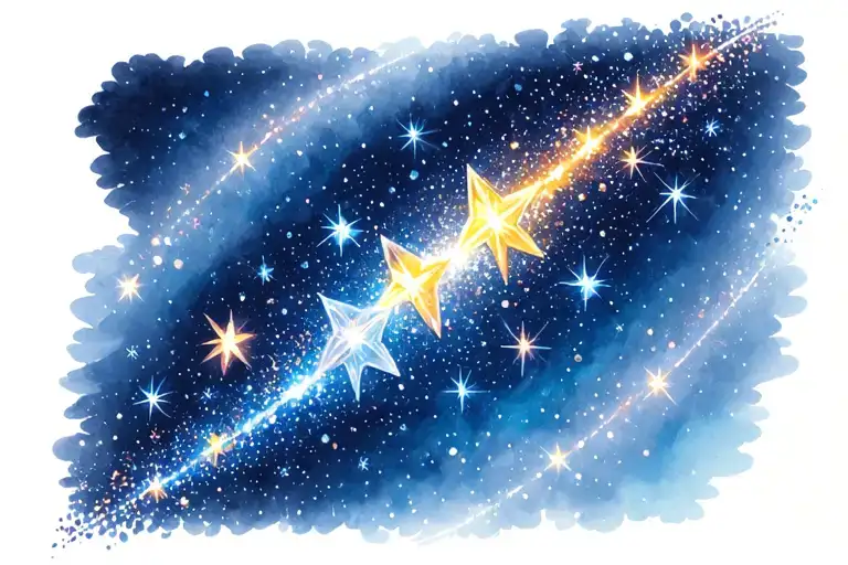 Trailing Shooting Stars With And Diamonds Sparkles With Space