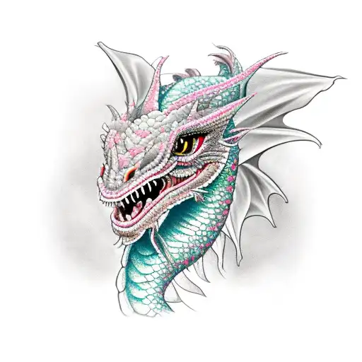 Feminine European Dragon With Flowers