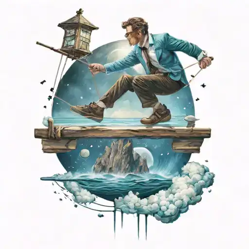 An Accountant Balancing On A Tightrope Between The Ocean And Space