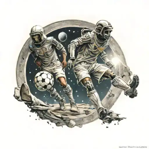 Pharaohs Playing Soccer In Outer Space