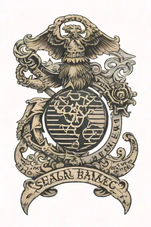 Bellau Wood Painting With Usmc In Gothic Text