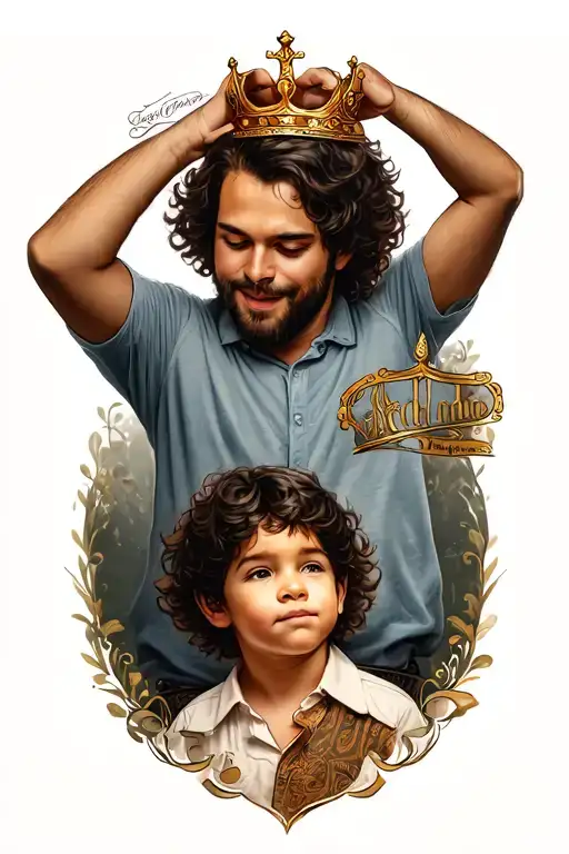 A Dad Putting A Crown On His Son's Heads