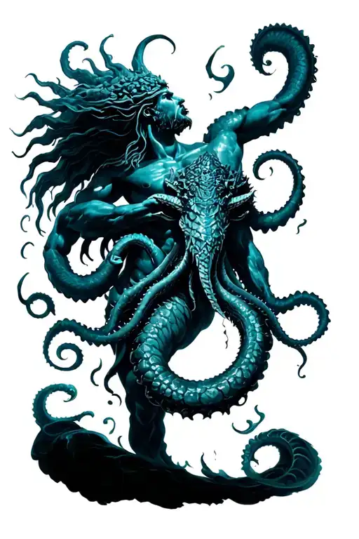 Poseidon God Feat Kraken Emerging Representing Imagination