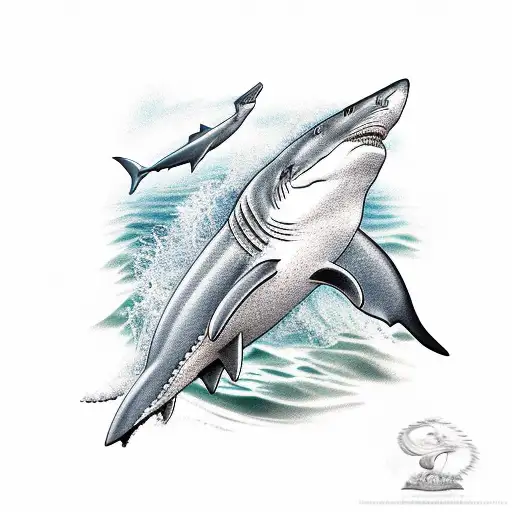 Ocean Scene With Shark Jaw