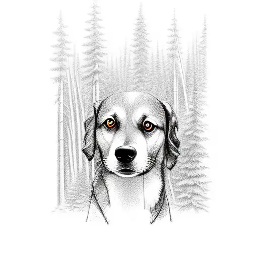 Dog Sitting In A Forest