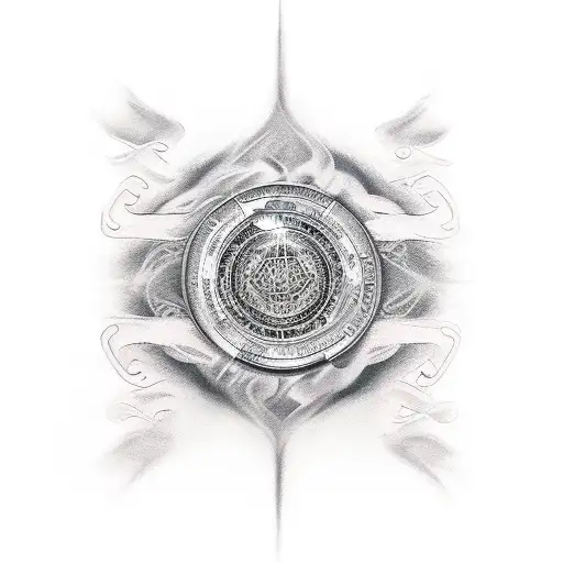 With Design Water Fire Air Earth And Each Coin