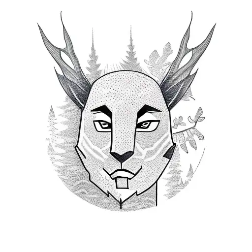 A Realistic Tattoo Of A Web Developer Coding In A Mystical Forest With Mountains In The Background