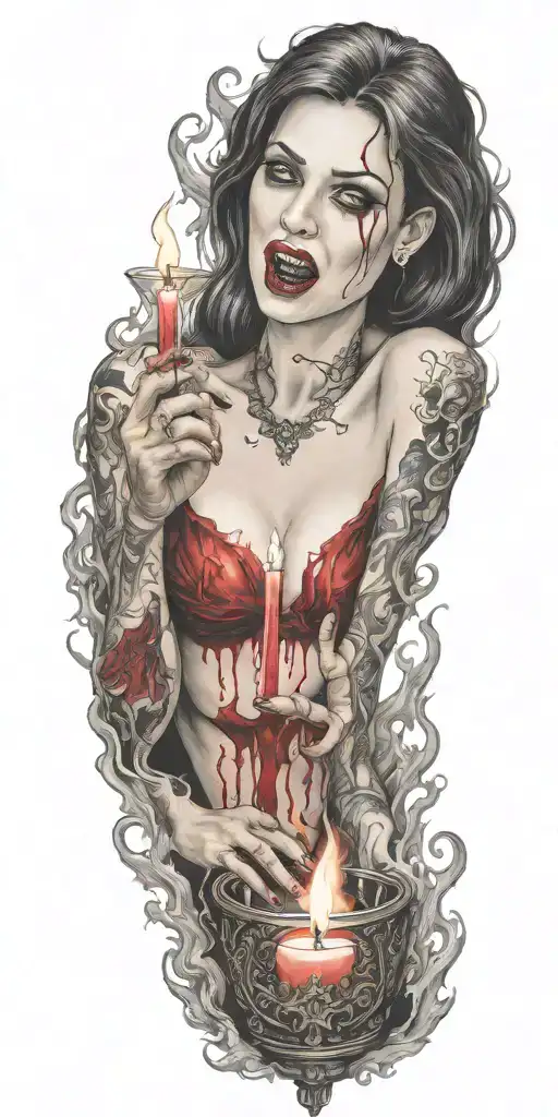 Vampire Blood Women Nude Candle Burning