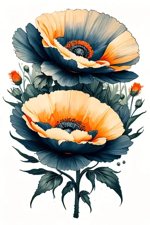 Mama Bear Aster Poppy Flower Intertwined