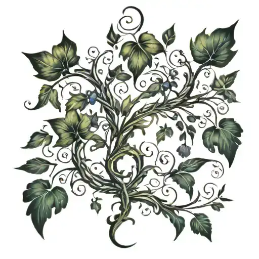 Pretty Vines Around The Whole Back With Paw Prints Attached