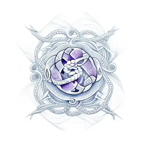 A Polyamorous Symbol Composed Of Purple Flowers And Entwined Reef Knots