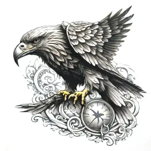 Greek Style Tattoo With Eagle