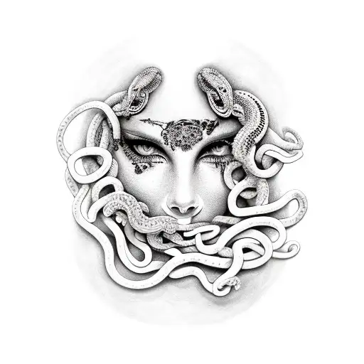 Medusa With Her Snakes Fading