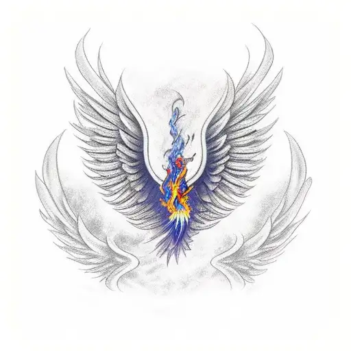 Rising Phoenix With Flame Wings
