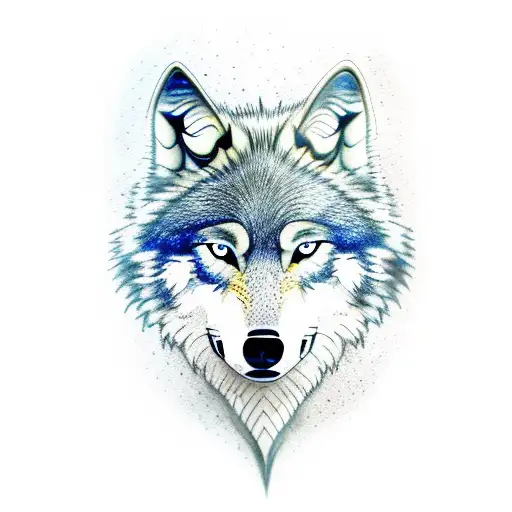 Wolf With A Blue Eye And A Brown Eye Color And An Aggressive Look For The Arm