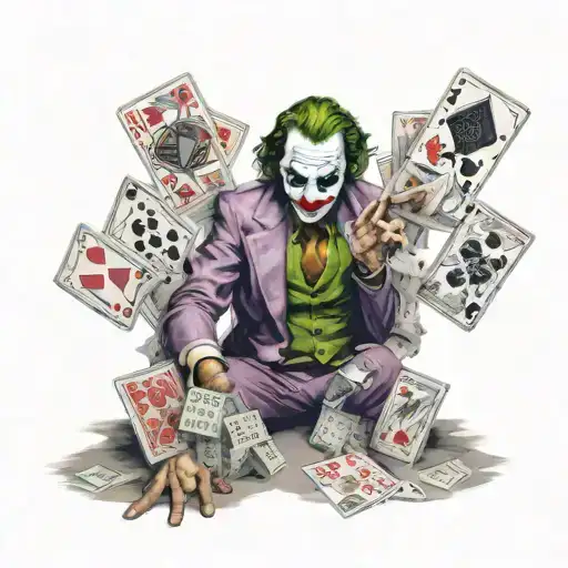 Joker Full Body And Dice And Cards Forming The Shape