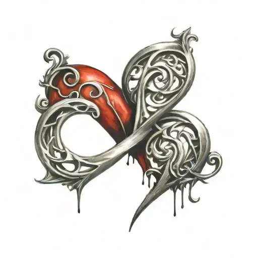 An Abstract Representation Of Two Hearts Intertwined With The Letter D Hidden Within The Design