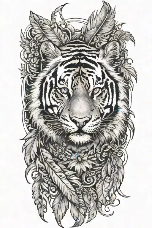 Tiger With Feathers Dangling