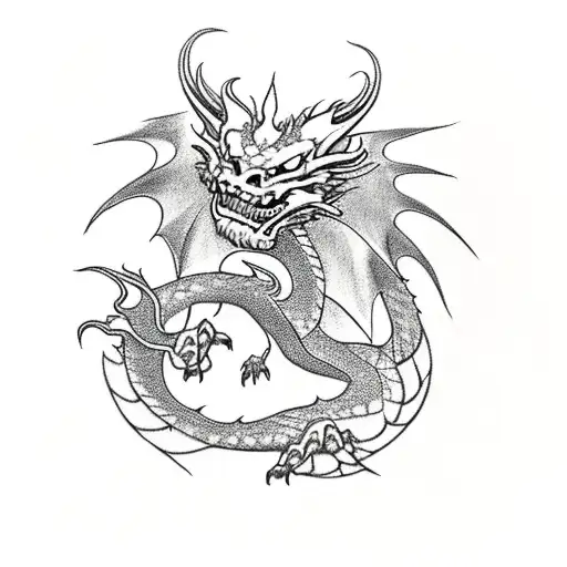 Dragon With Demonic Symbols Around It