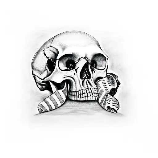 Damaged Skull With 2 Bandages