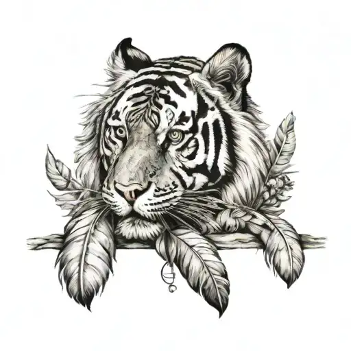Tiger With Feathers Dangling