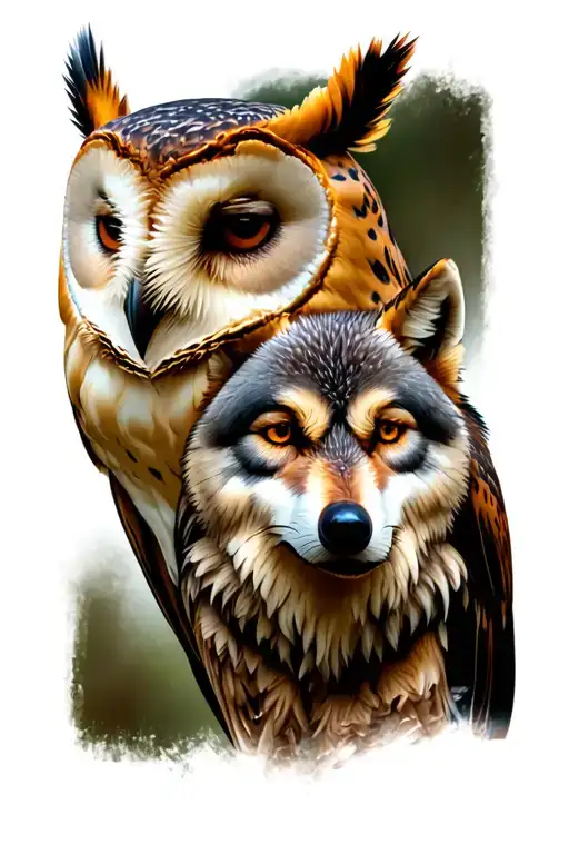 A Barn Owl And A Wolf