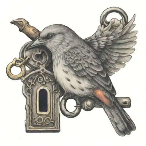 Hunington Bird With Vintage Key