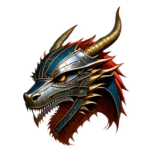 Dragon With Gladiator Face With Helmet