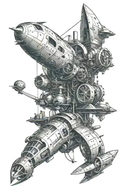 Retro Steam Punk Spaceship With Realistic Space Background